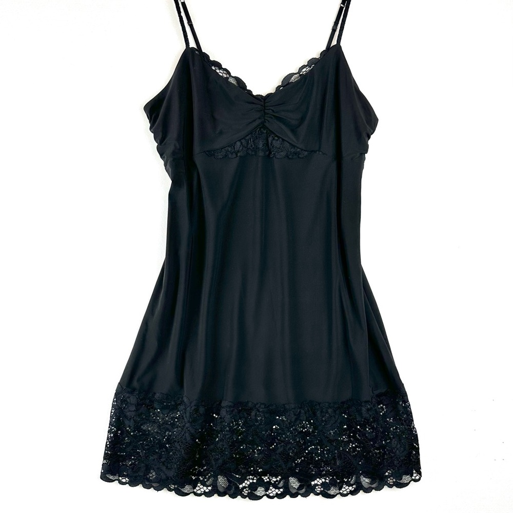 Josie Lace Black Stretch Chemise Slip‎ Dress